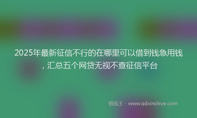 2025年最新征信不行的在哪里可以借到钱急用钱，汇总五个网贷无视不查征信平台