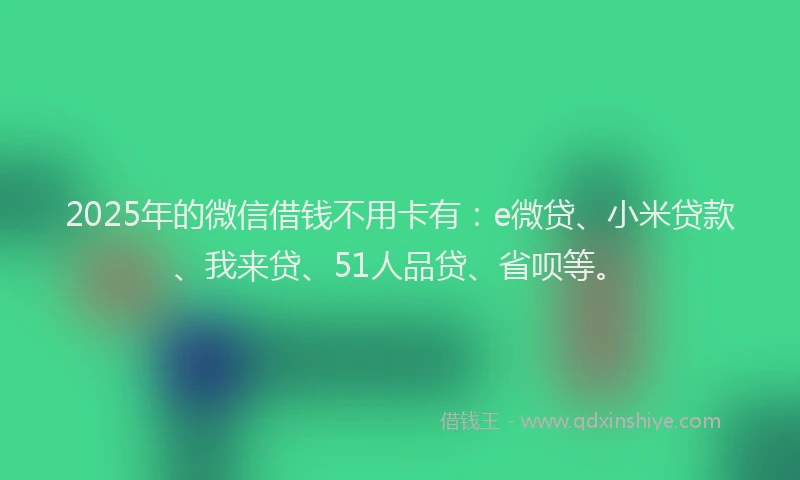 2025年的微信借钱不用卡有：e微贷、小米贷款、我来贷、51人品贷、省呗等。