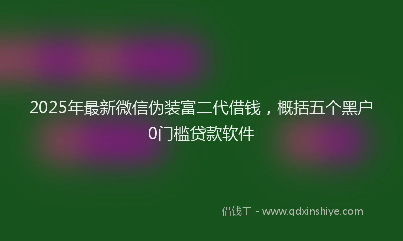 2025年最新微信伪装富二代借钱，概括五个黑户0门槛贷款软件
