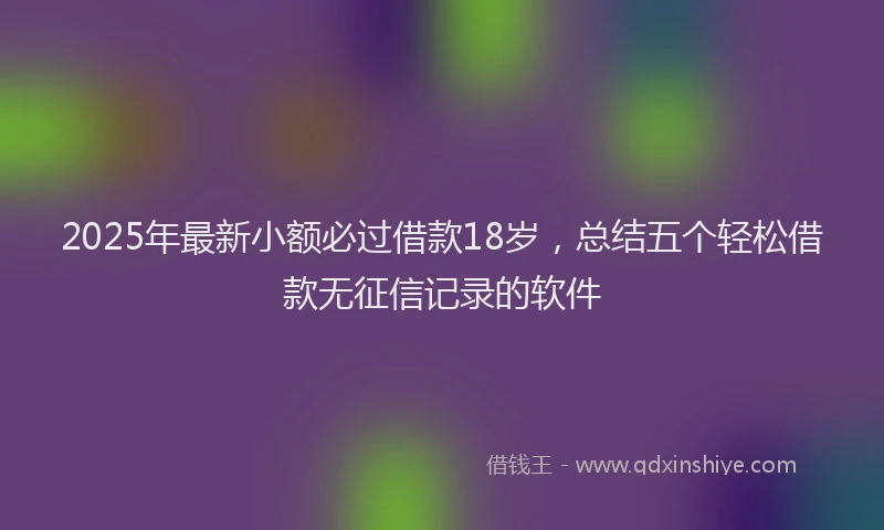 2025年最新小额必过借款18岁，总结五个轻松借款无征信记录的软件