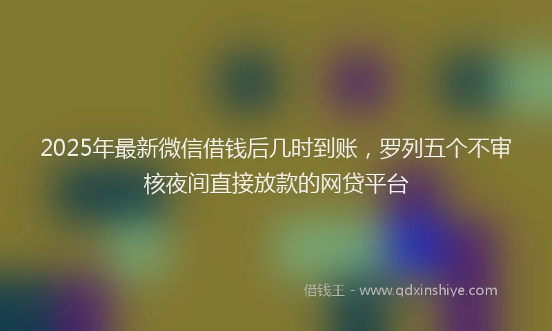 2025年最新微信借钱后几时到账，罗列五个不审核夜间直接放款的网贷平台