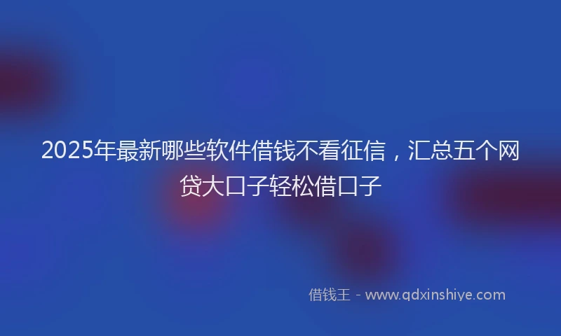2025年最新哪些软件借钱不看征信，汇总五个网贷大口子轻松借口子