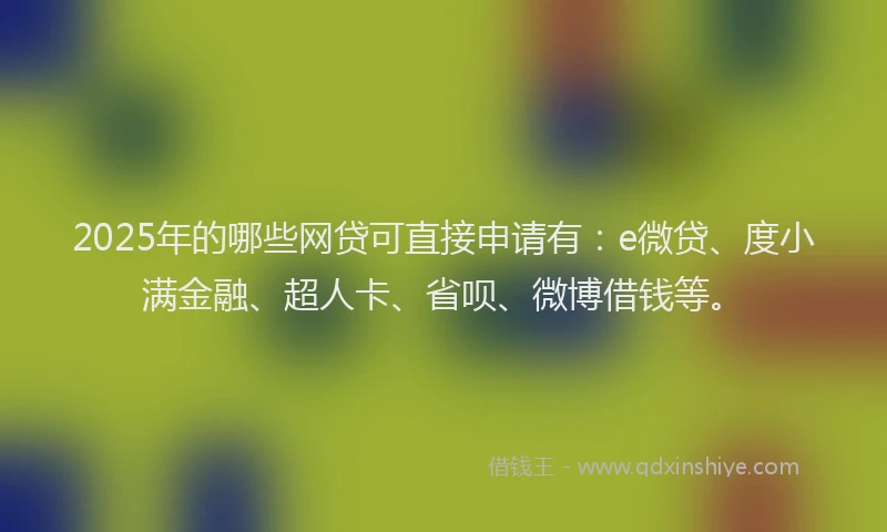 2025年的哪些网贷可直接申请有：e微贷、度小满金融、超人卡、省呗、微博借钱等。