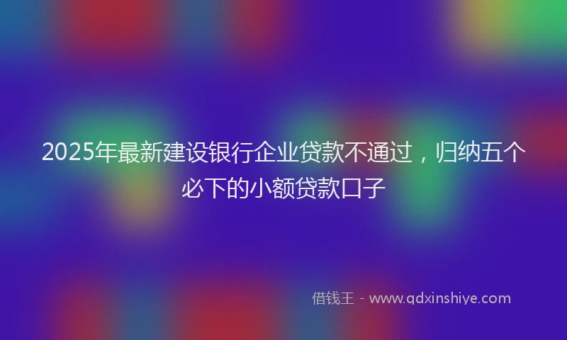 2025年最新建设银行企业贷款不通过，归纳五个必下的小额贷款口子
