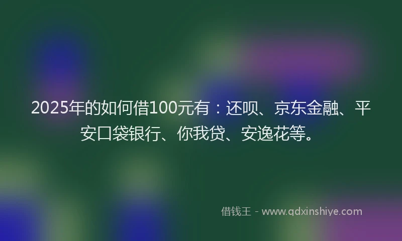 2025年的如何借100元有：还呗、京东金融、平安口袋银行、你我贷、安逸花等。
