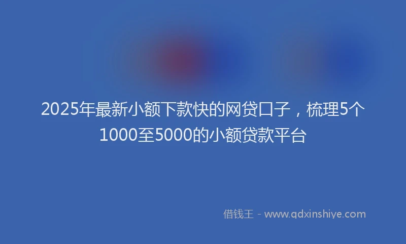 2025年最新小额下款快的网贷口子，梳理5个1000至5000的小额贷款平台