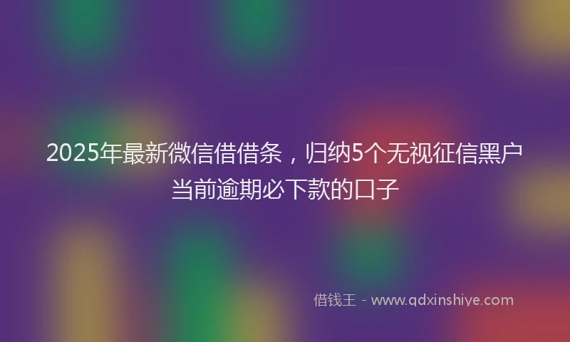 2025年最新微信借借条，归纳5个无视征信黑户当前逾期必下款的口子
