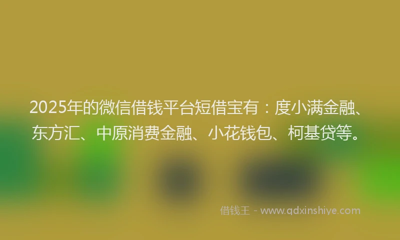 2025年的微信借钱平台短借宝有：度小满金融、东方汇、中原消费金融、小花钱包、柯基贷等。