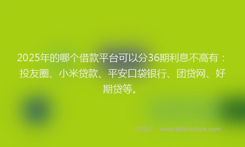 2025年的哪个借款平台可以分36期利息不高有：投友圈、小米贷款、平安口袋银行、团贷网、好期贷等。