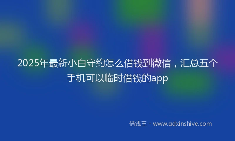2025年最新小白守约怎么借钱到微信，汇总五个手机可以临时借钱的app