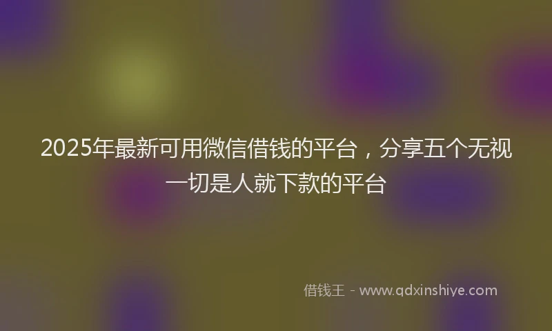 2025年最新可用微信借钱的平台，分享五个无视一切是人就下款的平台