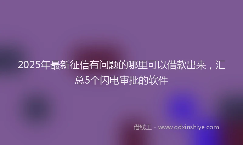 2025年最新征信有问题的哪里可以借款出来，汇总5个闪电审批的软件