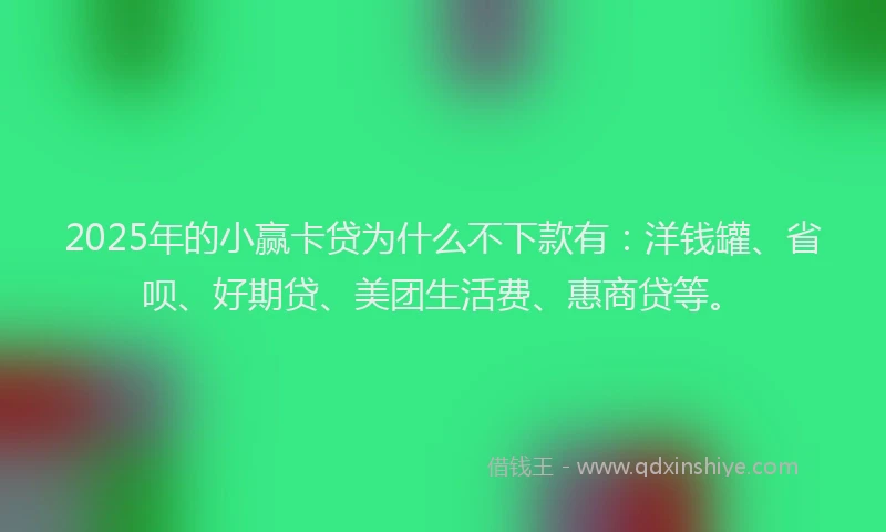2025年的小赢卡贷为什么不下款有：洋钱罐、省呗、好期贷、美团生活费、惠商贷等。
