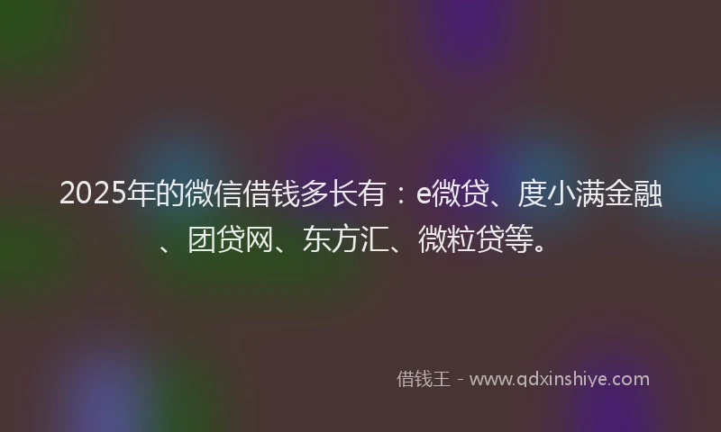 2025年的微信借钱多长有：e微贷、度小满金融、团贷网、东方汇、微粒贷等。