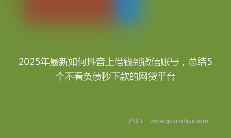 2025年最新如何抖音上借钱到微信账号，总结5个不看负债秒下款的网贷平台