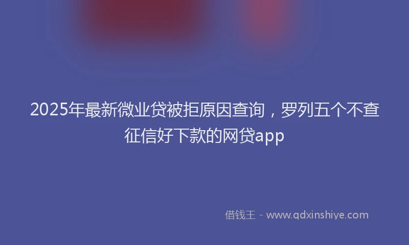 2025年最新微业贷被拒原因查询，罗列五个不查征信好下款的网贷app