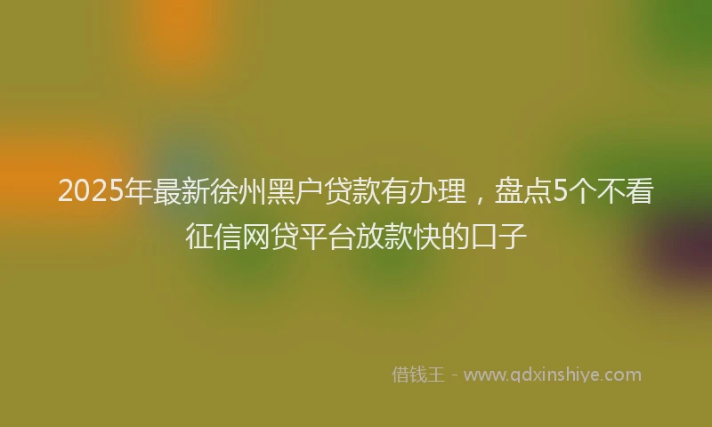 2025年最新徐州黑户贷款有办理，盘点5个不看征信网贷平台放款快的口子