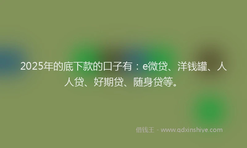 2025年的底下款的口子有：e微贷、洋钱罐、人人贷、好期贷、随身贷等。