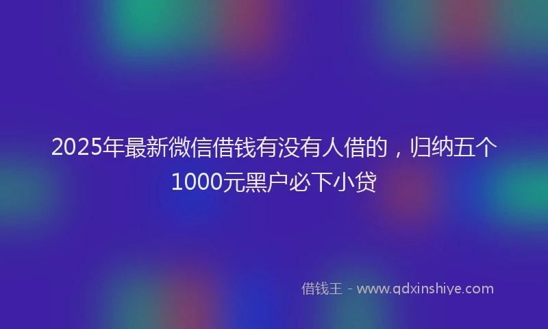 2025年最新微信借钱有没有人借的，归纳五个1000元黑户必下小贷