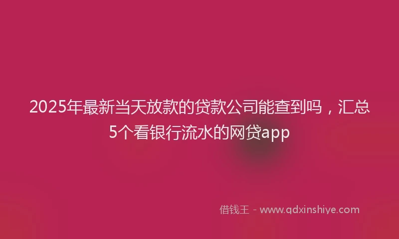 2025年最新当天放款的贷款公司能查到吗，汇总5个看银行流水的网贷app