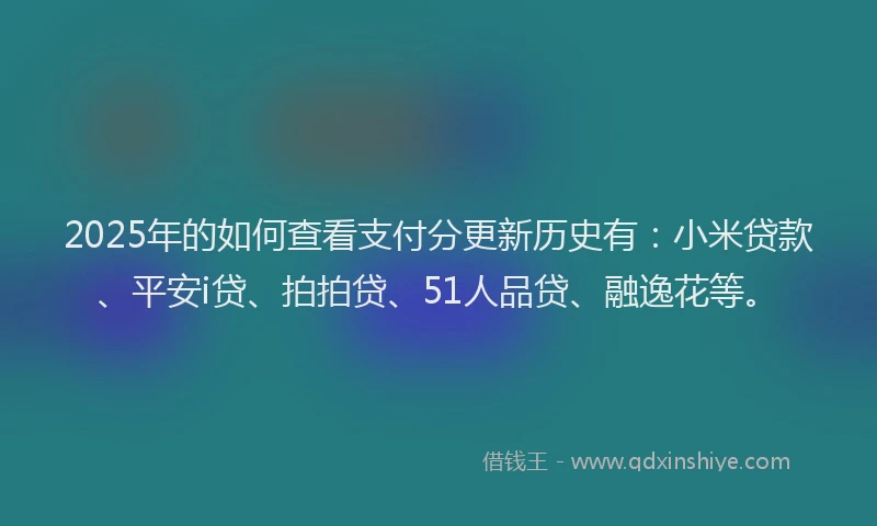 2025年的如何查看支付分更新历史有：小米贷款、平安i贷、拍拍贷、51人品贷、融逸花等。