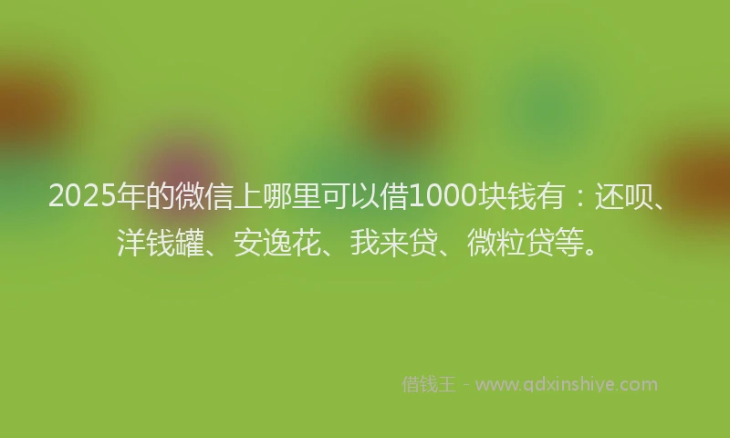 2025年的微信上哪里可以借1000块钱有：还呗、洋钱罐、安逸花、我来贷、微粒贷等。