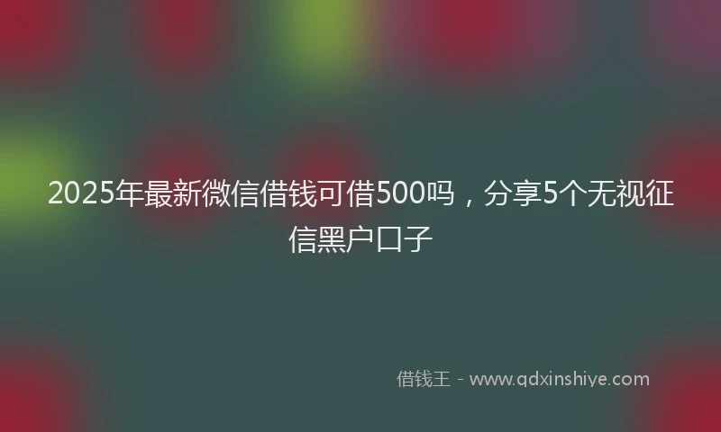 2025年最新微信借钱可借500吗，分享5个无视征信黑户口子