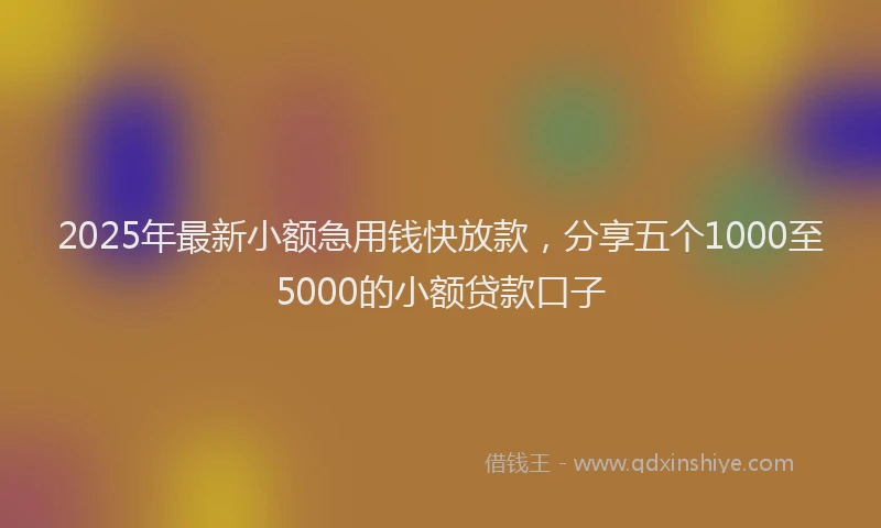 2025年最新小额急用钱快放款，分享五个1000至5000的小额贷款口子