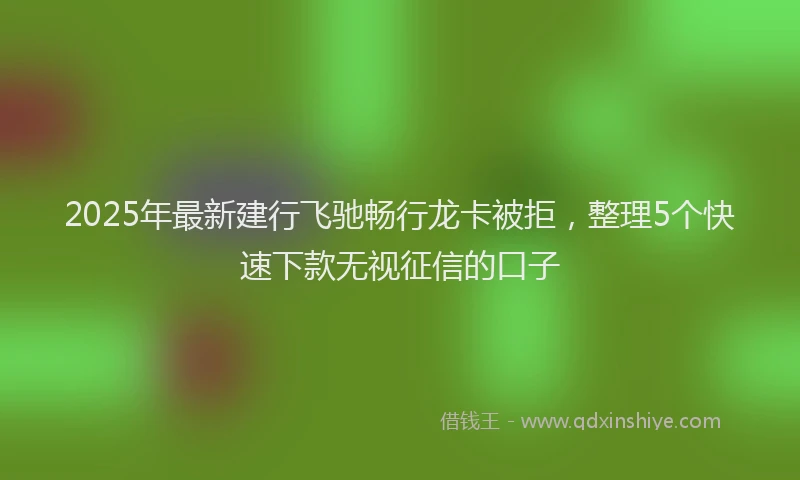 2025年最新建行飞驰畅行龙卡被拒，整理5个快速下款无视征信的口子