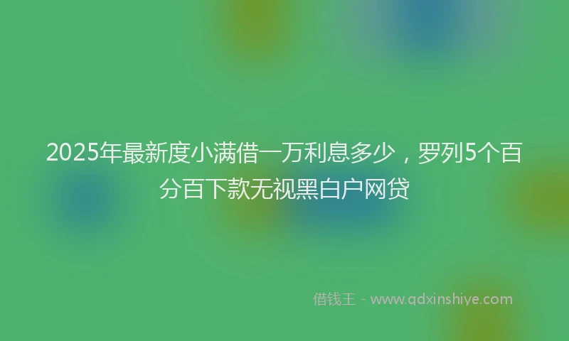 2025年最新度小满借一万利息多少，罗列5个百分百下款无视黑白户网贷