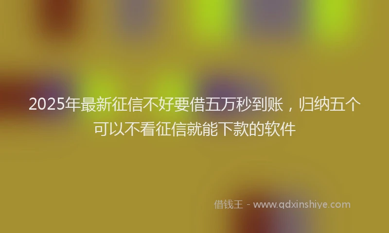 2025年最新征信不好要借五万秒到账，归纳五个可以不看征信就能下款的软件