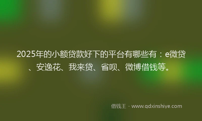 2025年的小额贷款好下的平台有哪些有：e微贷、安逸花、我来贷、省呗、微博借钱等。