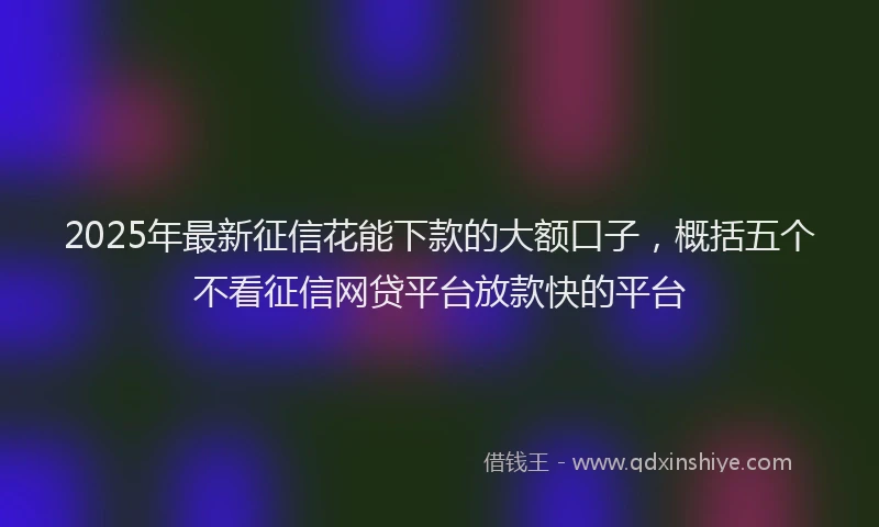2025年最新征信花能下款的大额口子，概括五个不看征信网贷平台放款快的平台