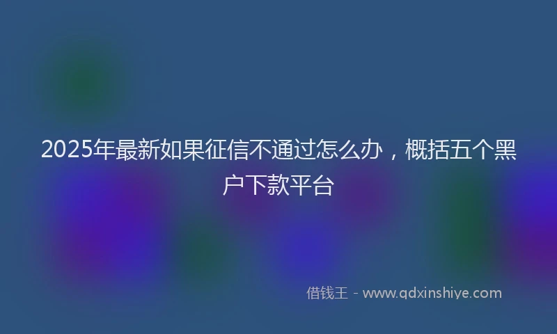 2025年最新如果征信不通过怎么办，概括五个黑户下款平台