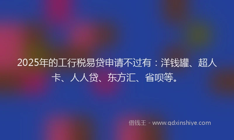 2025年的工行税易贷申请不过有：洋钱罐、超人卡、人人贷、东方汇、省呗等。