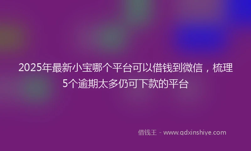2025年最新小宝哪个平台可以借钱到微信，梳理5个逾期太多仍可下款的平台