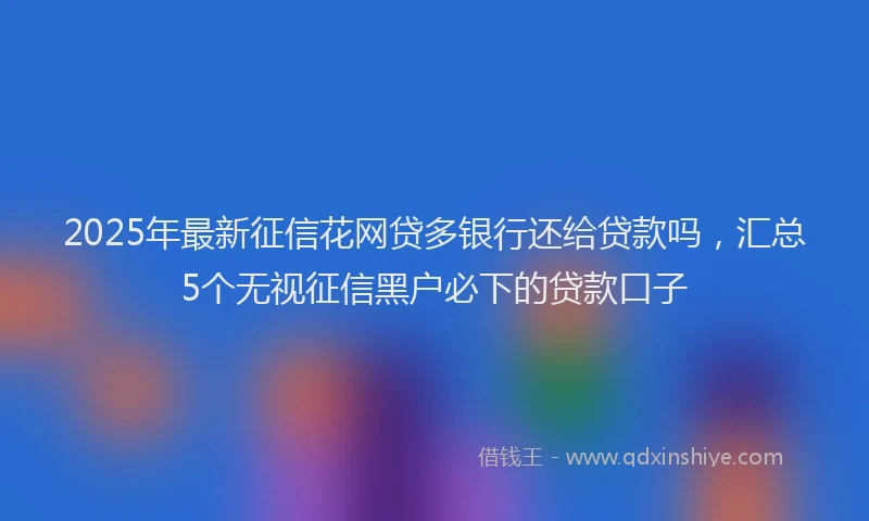 2025年最新征信花网贷多银行还给贷款吗，汇总5个无视征信黑户必下的贷款口子