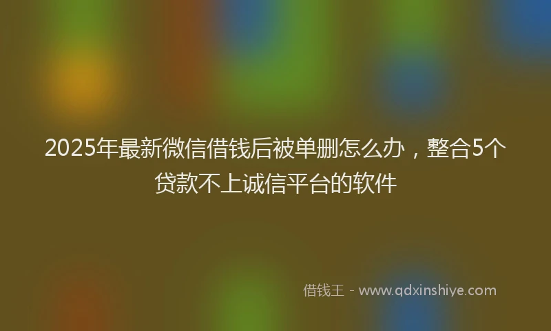 2025年最新微信借钱后被单删怎么办，整合5个贷款不上诚信平台的软件