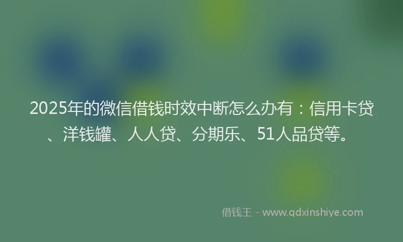 2025年的微信借钱时效中断怎么办有：信用卡贷、洋钱罐、人人贷、分期乐、51人品贷等。