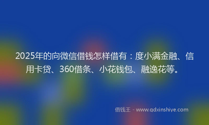 2025年的向微信借钱怎样借有：度小满金融、信用卡贷、360借条、小花钱包、融逸花等。