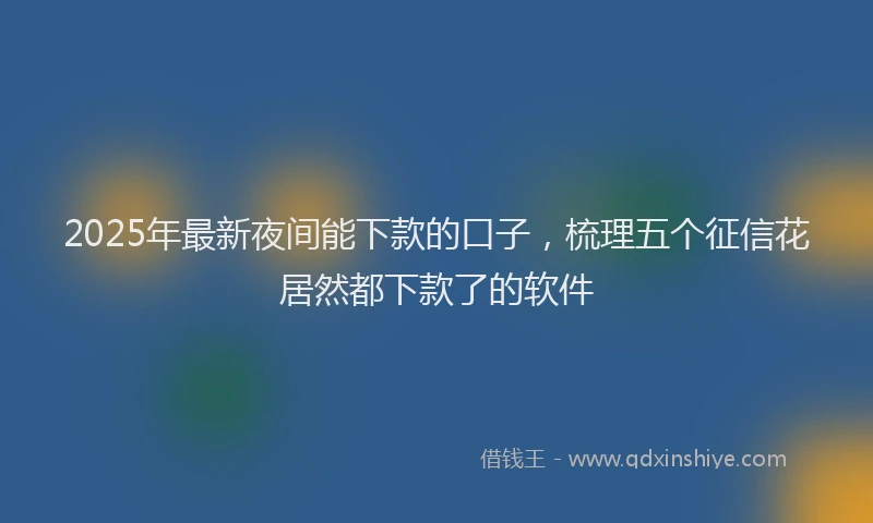 2025年最新夜间能下款的口子，梳理五个征信花居然都下款了的软件