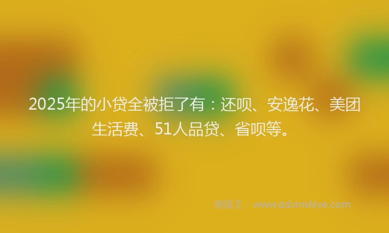 2025年的小贷全被拒了有：还呗、安逸花、美团生活费、51人品贷、省呗等。