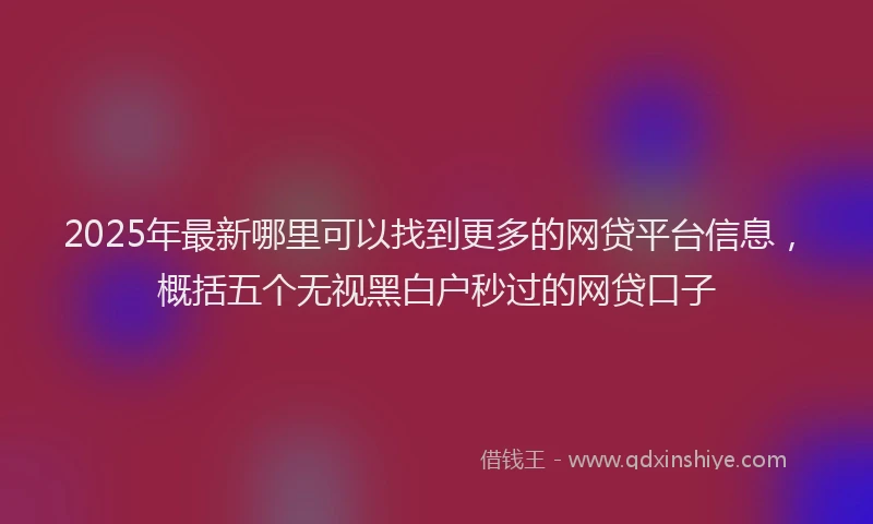 2025年最新哪里可以找到更多的网贷平台信息，概括五个无视黑白户秒过的网贷口子