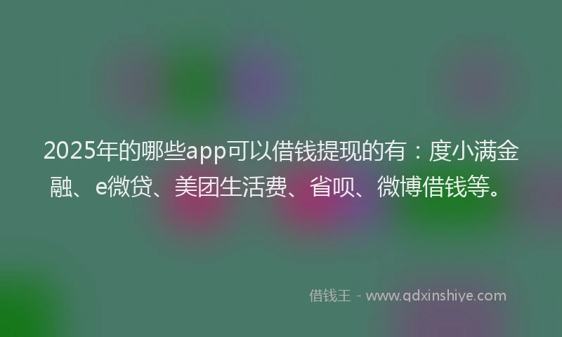 2025年的哪些app可以借钱提现的有：度小满金融、e微贷、美团生活费、省呗、微博借钱等。