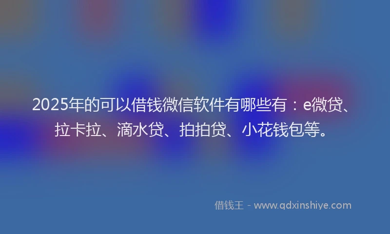 2025年的可以借钱微信软件有哪些有：e微贷、拉卡拉、滴水贷、拍拍贷、小花钱包等。