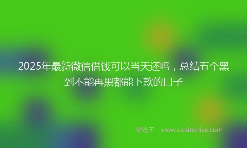 2025年最新微信借钱可以当天还吗，总结五个黑到不能再黑都能下款的口子