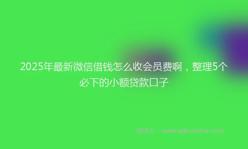 2025年最新微信借钱怎么收会员费啊，整理5个必下的小额贷款口子