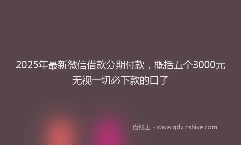 2025年最新微信借款分期付款，概括五个3000元无视一切必下款的口子