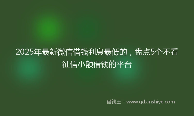 2025年最新微信借钱利息最低的，盘点5个不看征信小额借钱的平台