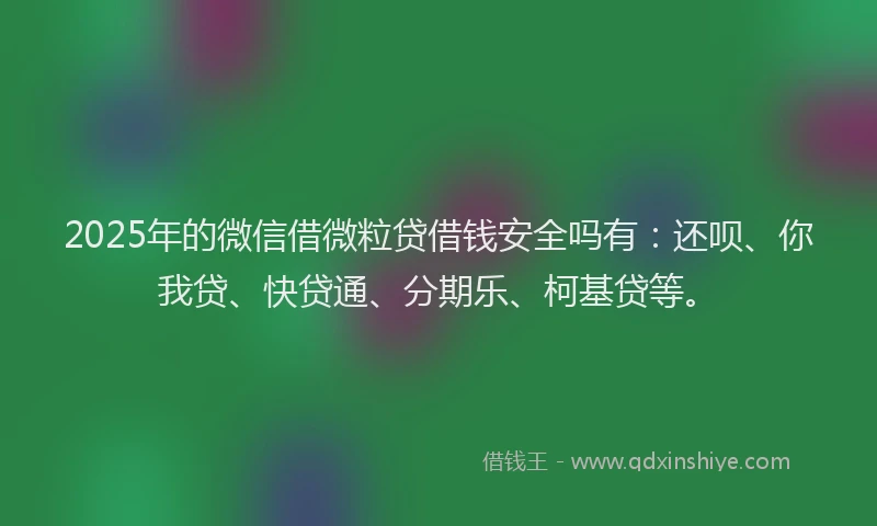 2025年的微信借微粒贷借钱安全吗有：还呗、你我贷、快贷通、分期乐、柯基贷等。